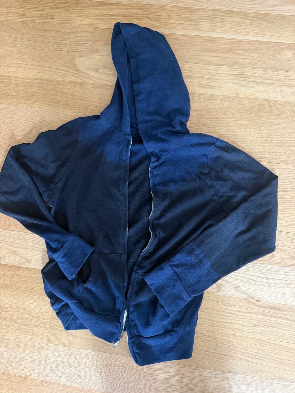 Monrow Black and Navy Dip-Dye Zip Hoodie
